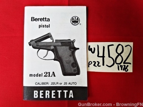 Orig Beretta Model 21A Owners Instruction Manual 1976-img-0
