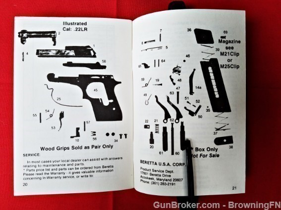 Orig Beretta Model 21A Owners Instruction Manual 1976-img-1