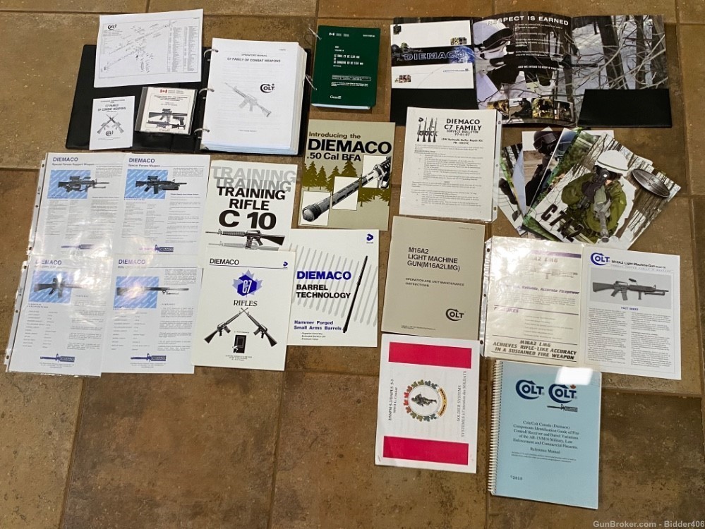 Huge lot Diemaco C7 C8 M16 LMG documents, factory binder, manuals and more -img-0
