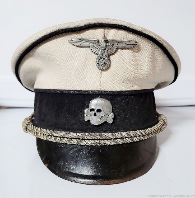 WWII GERMAN SS OFFICERS SUMMER VISOR CAP-img-0