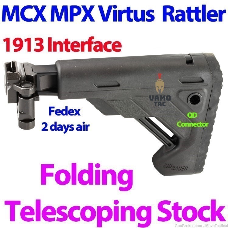 SIG TELESCOPING Folding Stock, MCX, MPX, Sig Stock Foding Black-img-0