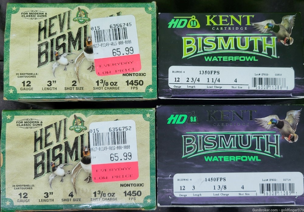 12ga 3" Kent & Hevi Bismuth lot.  #4 #2 shot -100rds-img-1