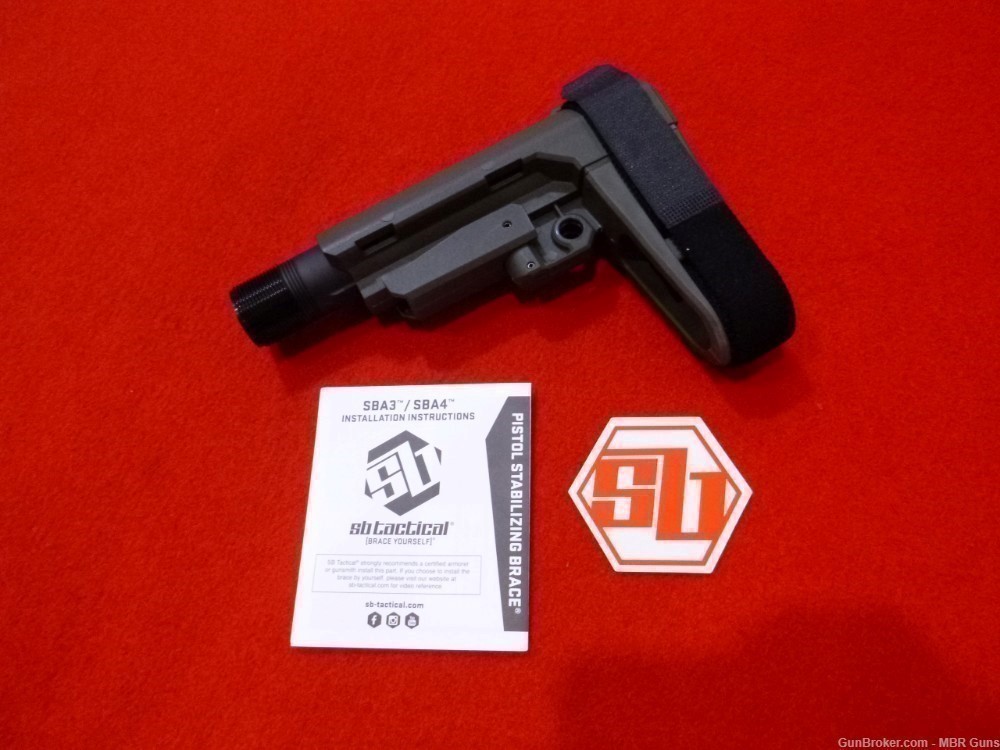 SBA3 SB Tactical AR Pistol Brace w/ Adjustable Buffer Tube ODG SBA3-04-SB-img-5