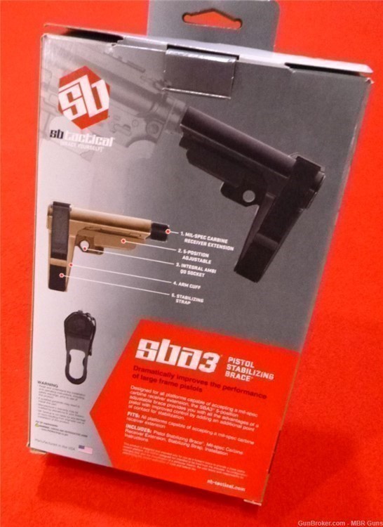 SBA3 SB Tactical AR Pistol Brace w/ Adjustable Buffer Tube ODG SBA3-04-SB-img-7