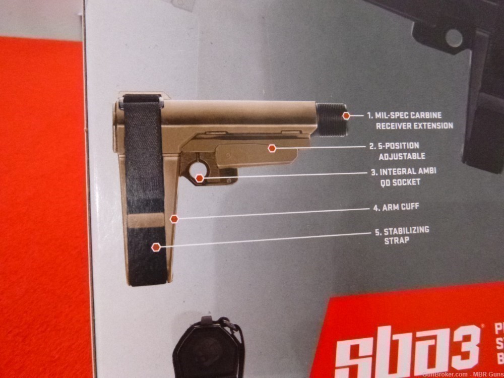 SBA3 SB Tactical AR Pistol Brace w/ Adjustable Buffer Tube ODG SBA3-04-SB-img-9