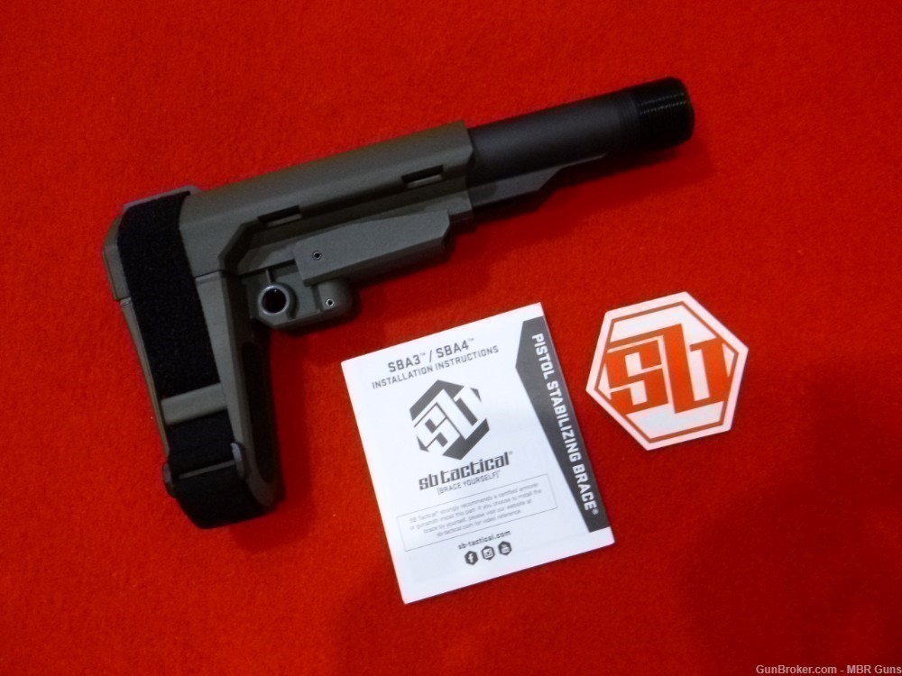 SBA3 SB Tactical AR Pistol Brace w/ Adjustable Buffer Tube ODG SBA3-04-SB-img-0