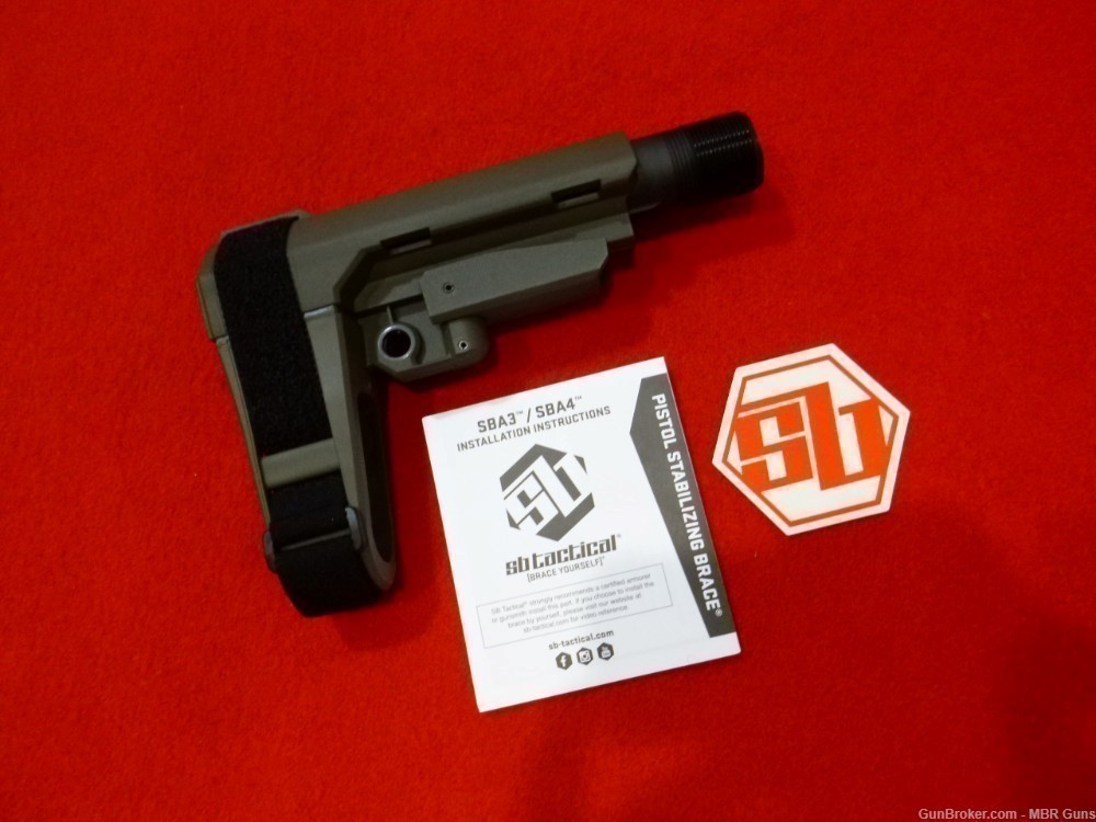 SBA3 SB Tactical AR Pistol Brace w/ Adjustable Buffer Tube ODG SBA3-04-SB-img-1