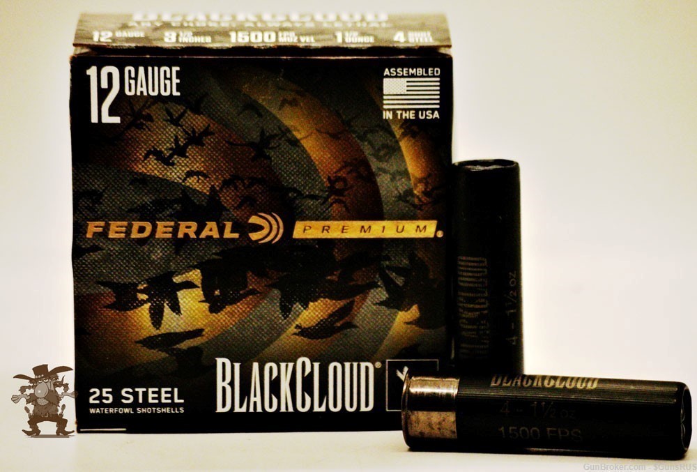 12ga FEDERAL Premium Black Cloud 12 Gauge 3½" STEEL No.4 Shot 1¼oz 25 RDS-img-1