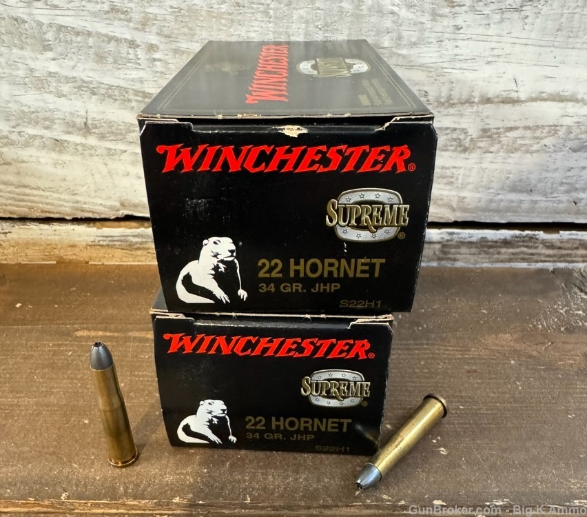 50 Rounds of Winchester 22 Hornet JHP 34 Gr hollow point RARE High Velocity-img-0
