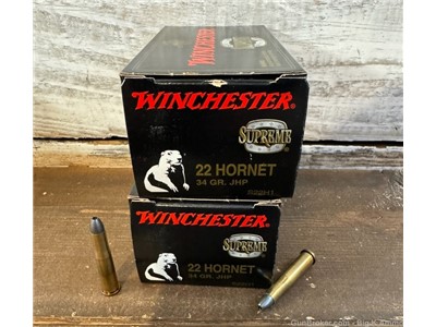 50 Rounds of Winchester 22 Hornet JHP 34 Gr hollow point RARE High Velocity