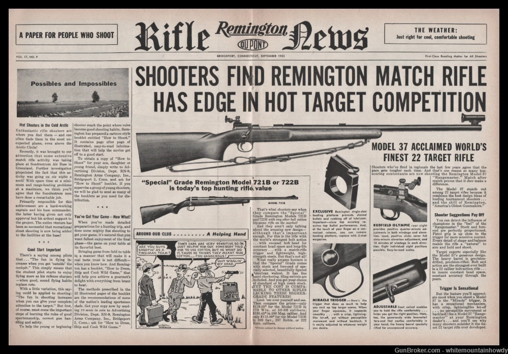 1953 REMINGTON Model 37 Rangemaster .22 Target Rifle Centerfold AD Spread-img-0