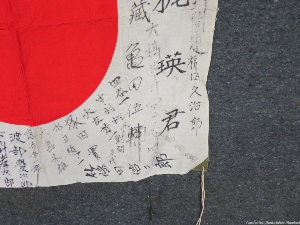 WW2 JAPANESE HINOMARU MEATBALL FLAG W/ SIGNED KANJI CHARACTERS-img-5