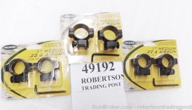 12 Pair Weaver 1" Rings for .22 Grooved Receiver & Air Rifles 49192 $7.40 -img-10