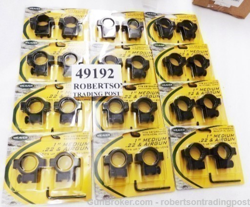 12 Pair Weaver 1" Rings for .22 Grooved Receiver & Air Rifles 49192 $7.40 -img-0