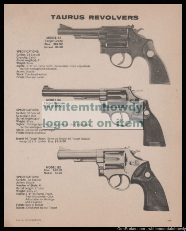 1976 TAURUS 84& 86 Target Grade and Master, 83 Revolver PRINT AD-img-0