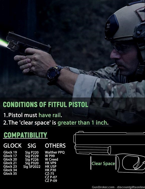 Kiarswe Shockproof Laser Light Combo for Glock and other pistols-img-4