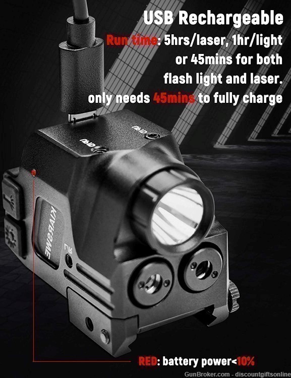 Kiarswe Shockproof Laser Light Combo for Glock and other pistols-img-3