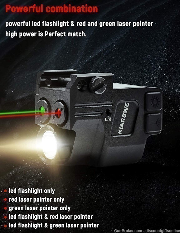 Kiarswe Shockproof Laser Light Combo for Glock and other pistols-img-2