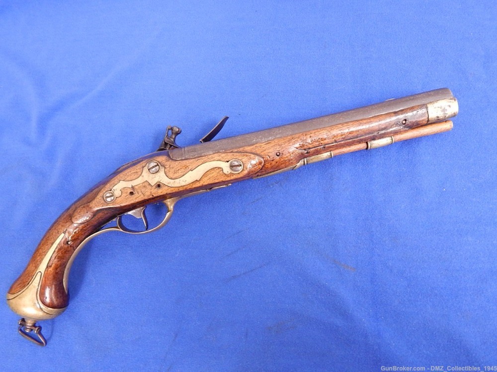 Rev War Era 1760s German Left Handed Flintlock Military Pistol-img-8