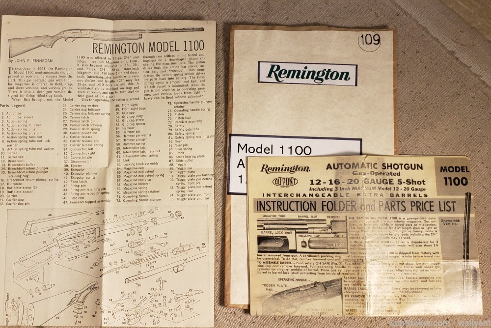 Remington 1100 Automatic Shotgun 12-16-20 Gauge Manual 5-Shot 3'Magnum -img-0