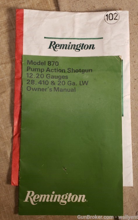 Remington Model 870 Pump Shotgun Manual 12, 20, Gauges 28, 410 & 20 Ga. LW-img-0