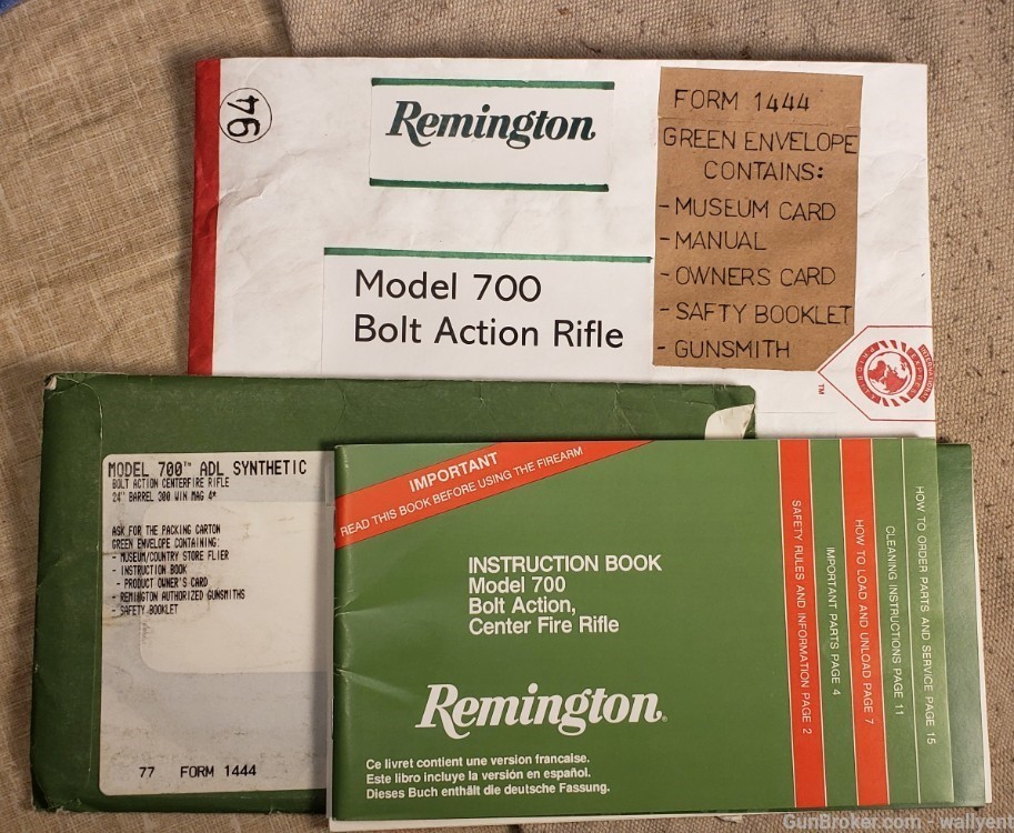 Remington Model 700 Bolt Action Rifle Manual RD5461 Rev 397 Factory #1444  -img-0