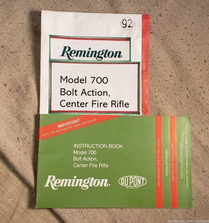 Remington Model 700 Bolt Action Center Fire Rifle Manual RD5461 Factory #92-img-0