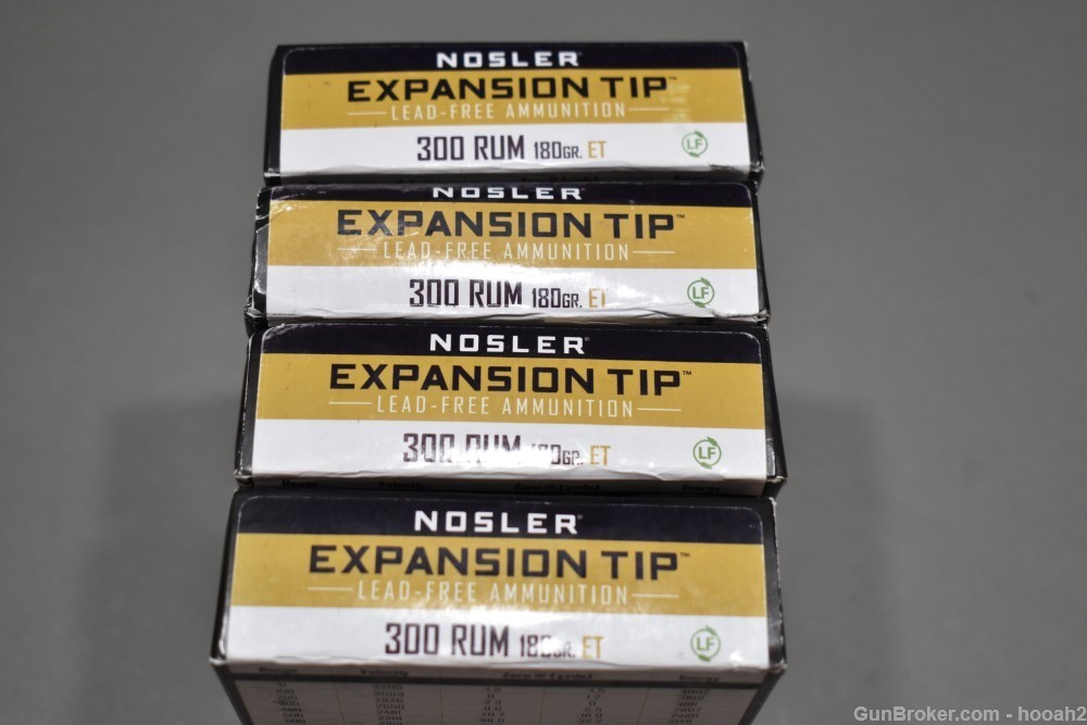 4 Boxes 80 Rds Nosler 300 Remington Ultra Mag RUM Lead Free 180 G Exp Tip-img-2