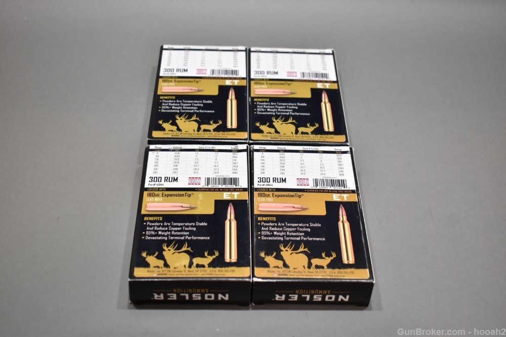 4 Boxes 80 Rds Nosler 300 Remington Ultra Mag RUM Lead Free 180 G Exp Tip-img-1