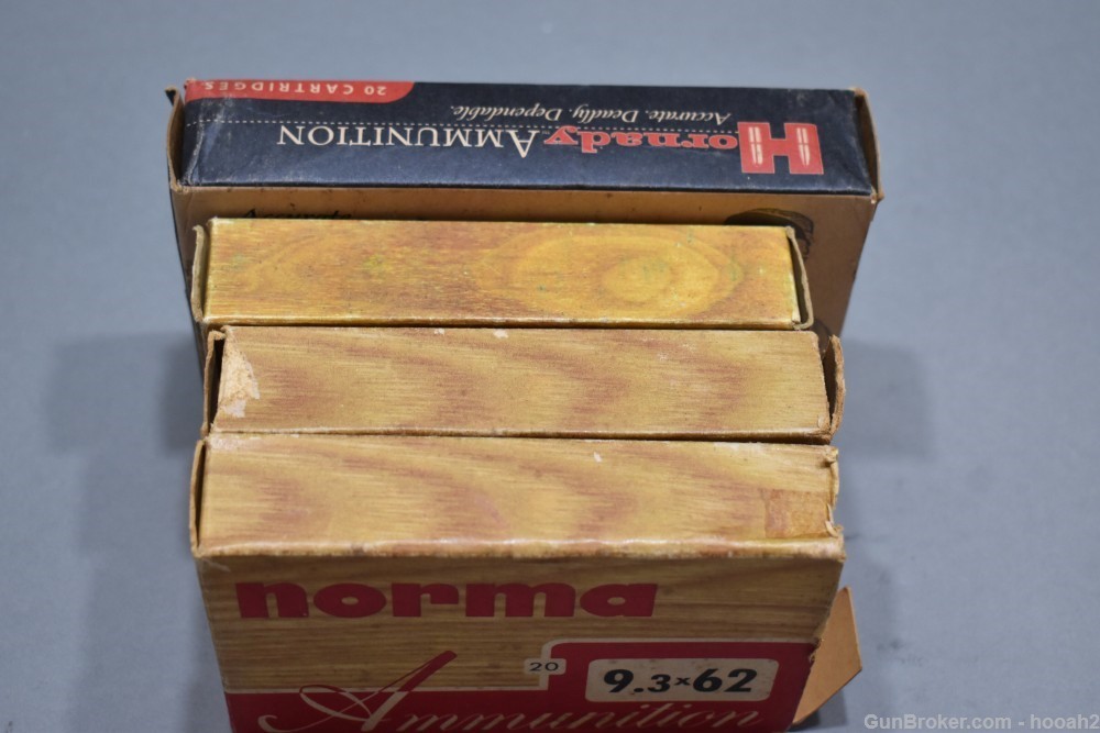 4 Boxes 58 Rds & 10 Fired Brass Norma & Hornady 9.3x62 Rifle Ammunition-img-2