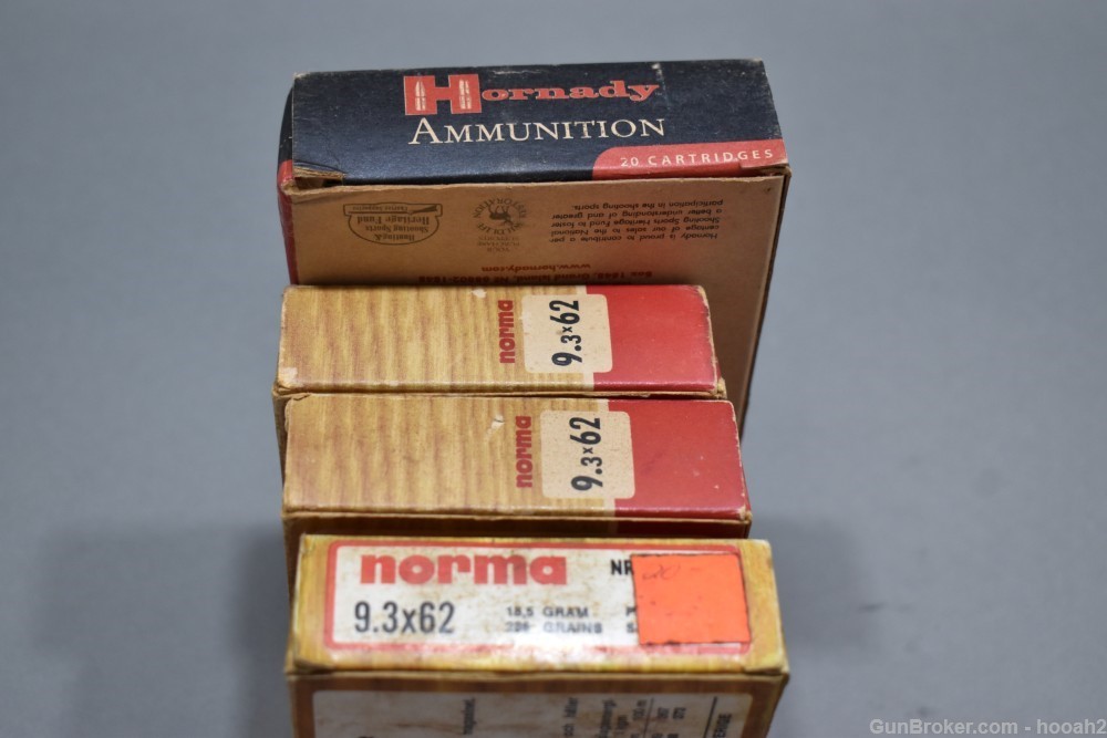 4 Boxes 58 Rds & 10 Fired Brass Norma & Hornady 9.3x62 Rifle Ammunition-img-5
