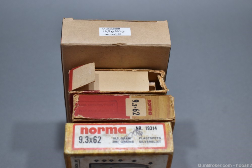 4 Boxes 58 Rds & 10 Fired Brass Norma & Hornady 9.3x62 Rifle Ammunition-img-3