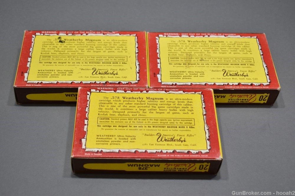 3 Vintage Boxes 378 Weatherby Magnum 300 G Full Jacket Elephant Box-img-1