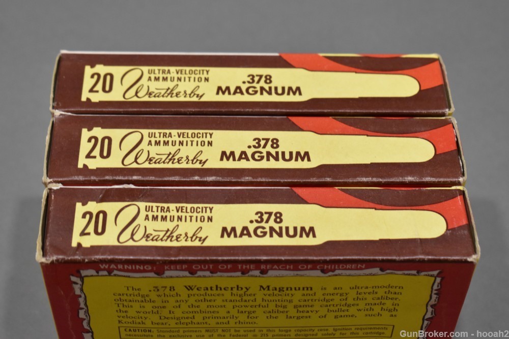 3 Vintage Boxes 378 Weatherby Magnum 300 G Soft Point Elephant Box-img-2