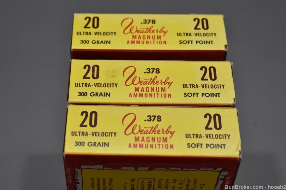 3 Vintage Boxes 378 Weatherby Magnum 300 G Soft Point Elephant Box-img-5