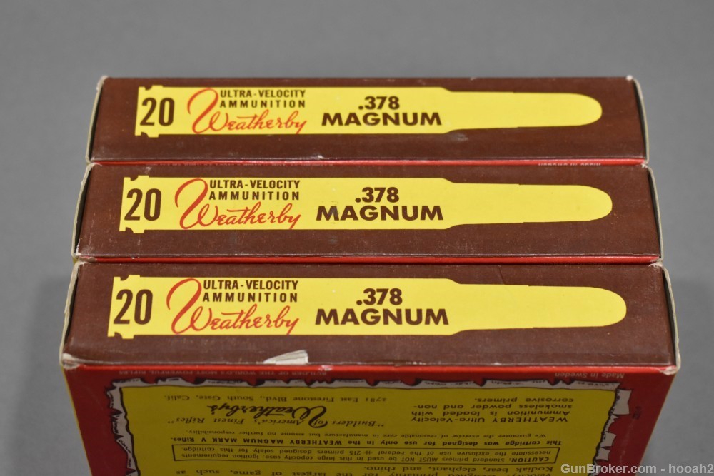 3 Vintage Boxes 378 Weatherby Magnum 300 G Soft Point Elephant Box-img-4
