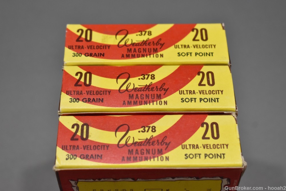 3 Vintage Boxes 378 Weatherby Magnum 300 G Soft Point Elephant Box-img-3
