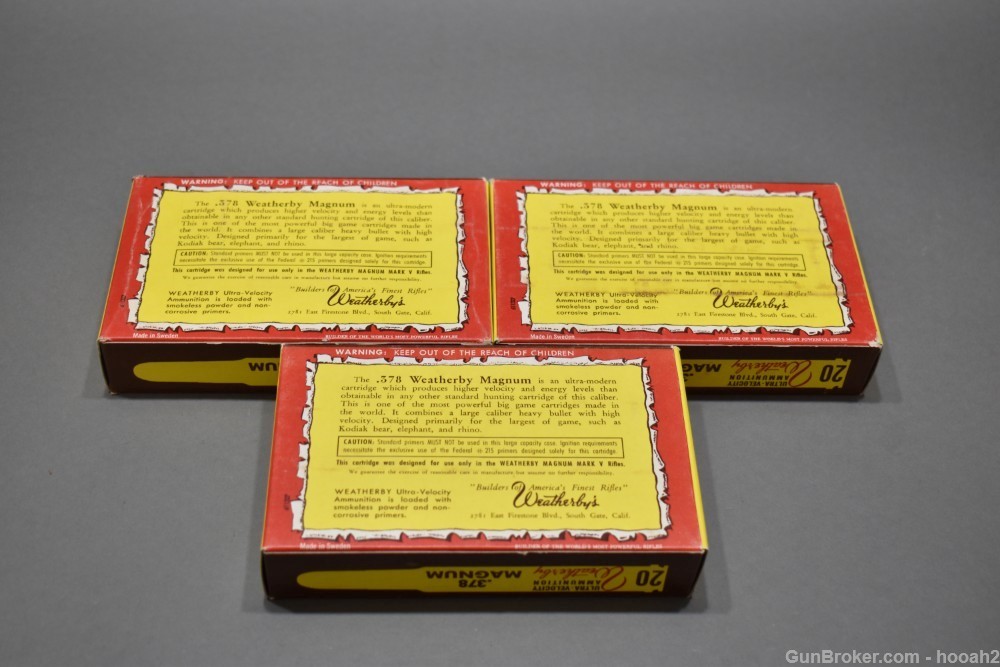 3 Vintage Boxes 378 Weatherby Magnum 300 G Soft Point Elephant Box-img-1