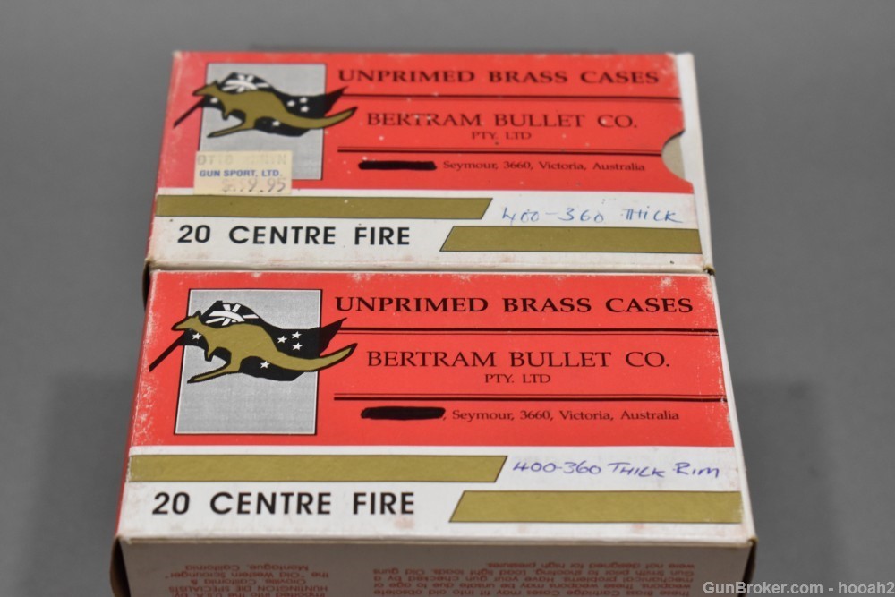 2 Boxes 40 Ct Bertram Bullet Company 400-360 Thick Rim Brass Reloading Case-img-2