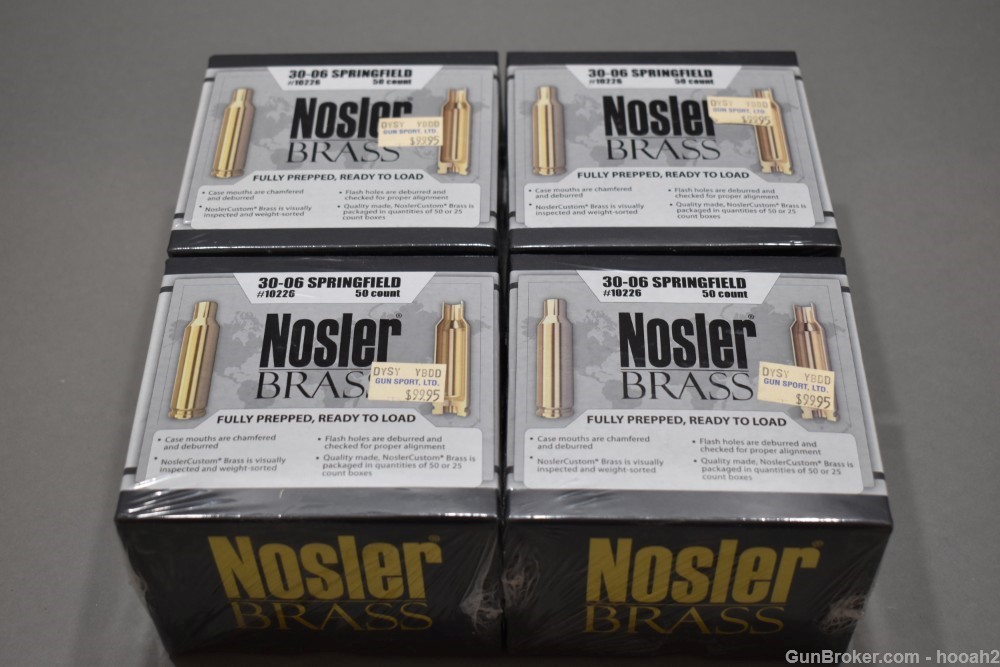 4 Boxes 200 Ct Nosler Reloading Brass 30-06 Fully Prepped Ready to Load-img-0