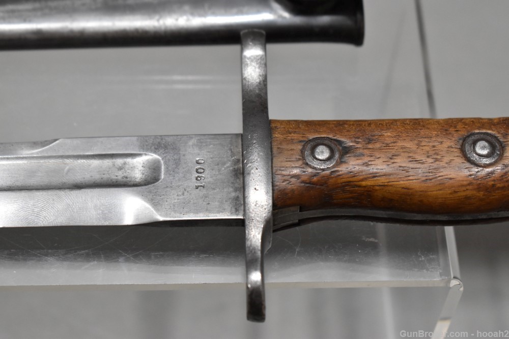 Scarce US Krag Model 1895 Cadet Bayonet 1900 Date w 1897 Hoffman Scabbard-img-13