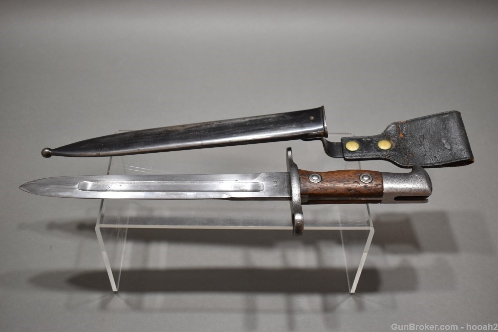 Scarce US Krag Model 1895 Cadet Bayonet 1900 Date w 1897 Hoffman Scabbard-img-2