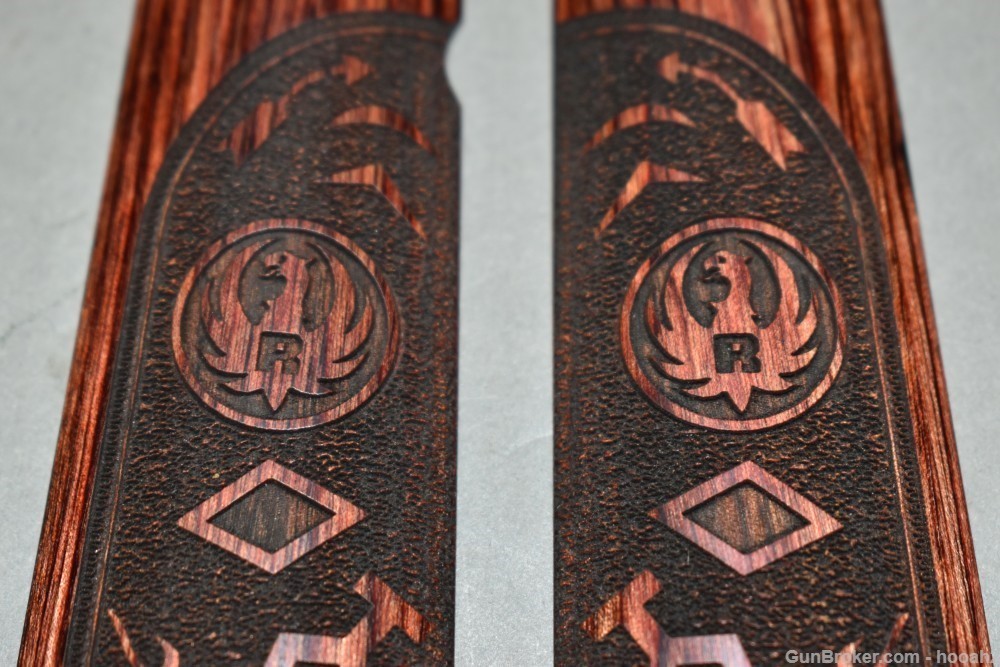 Nice Ruger Altamont 1911 Wood Grips Native American Symbols Engraved -img-4