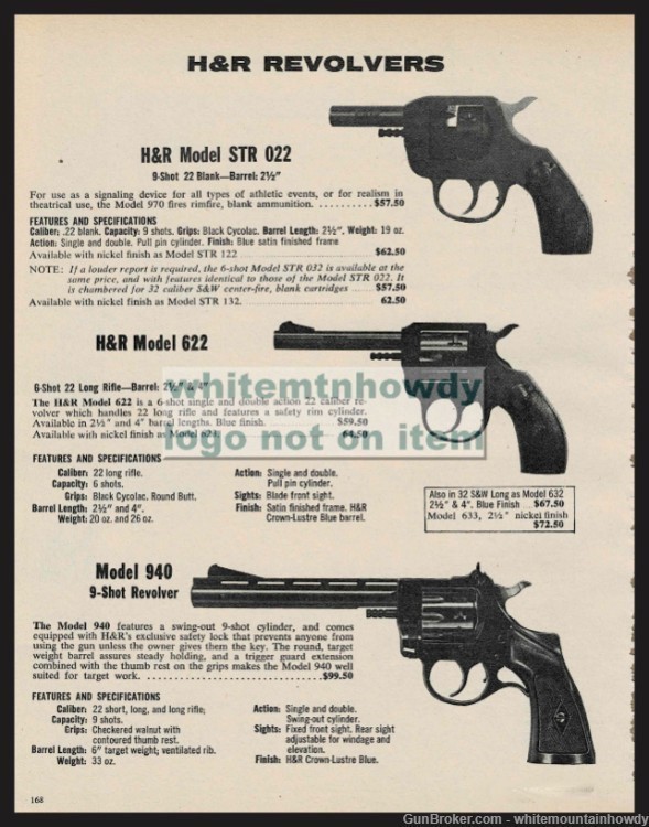 1980 HARRINGTON & RICHARDSON H&R STR, 622, 940 Revolver PRINT AD-img-0