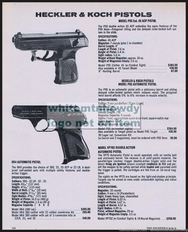 1980 HECKLER & KOCH P9S 45 ACP and Automatic Pistol PRINT AD-img-0