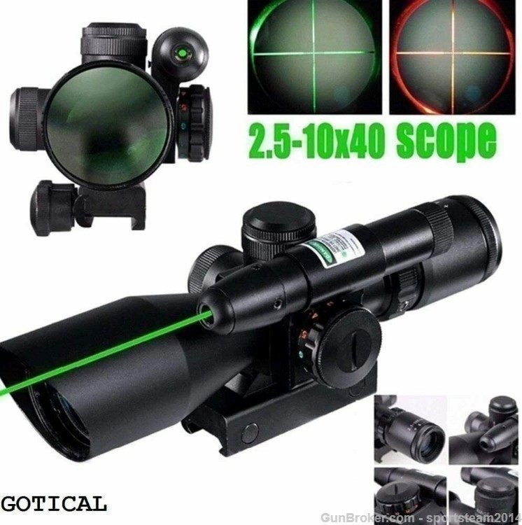 GREEN Laser 2.5-10x40 RifleScope Red+Green Reticle-img-3