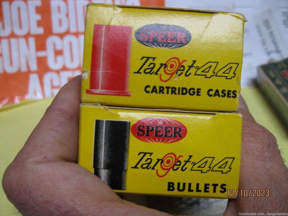 Very Scarce Pair 44 Cal Plastic Target Speer Boxes 100 pcs Cases & Bullets-img-2