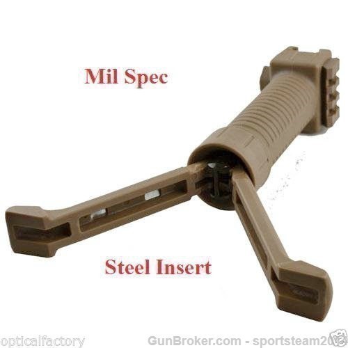 FDE /AN AR15 MilSpec ForeGrip Grip+SteelLeg Bipod+SideRail-img-5
