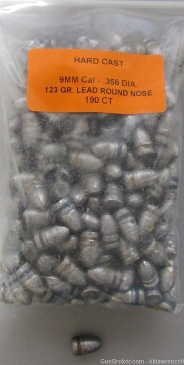 HARD CAST 9MM .356 DIA - LEAD ROUND NOSE BULLET - 190 CT-img-0