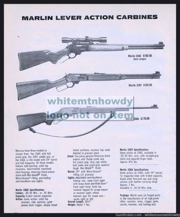 1980 MARLIN 336C 336T, 336A Lever Action Carbine PRINT AD-img-0